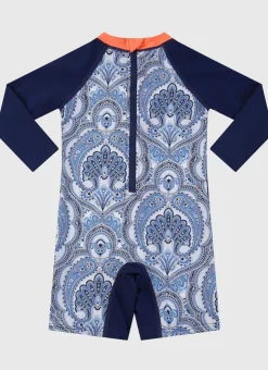 Shop Infants (00-2)|Sunsuits^Aqua Blu Long Sleeve Sunsuit Baroque