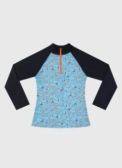Rashies|Shop Teens (8-16)^Aqua Blu Long Sleeve Rash Vest Bowline
