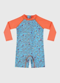 Shop Infants (00-2)|Sunsuits^Aqua Blu Long Sleeve Sunsuit Bowline