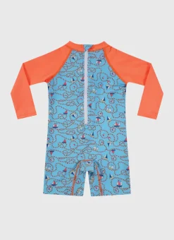 Shop Infants (00-2)|Sunsuits^Aqua Blu Long Sleeve Sunsuit Bowline