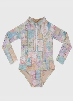 Shop Juniors (3-7)|One Pieces^Aqua Blu Long Sleeve One Piece Brindle
