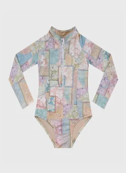 Shop Teens (8-16)|One Pieces^Aqua Blu Long Sleeve One Piece Brindle