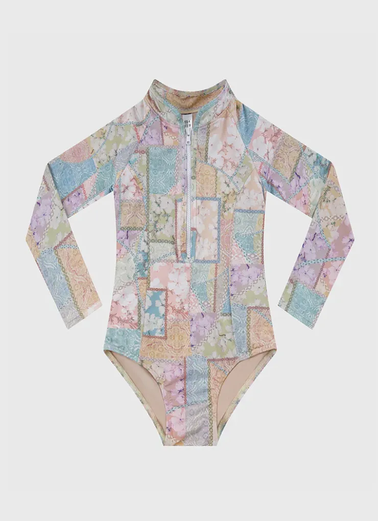 Shop Teens (8-16)|One Pieces^Aqua Blu Long Sleeve One Piece Brindle