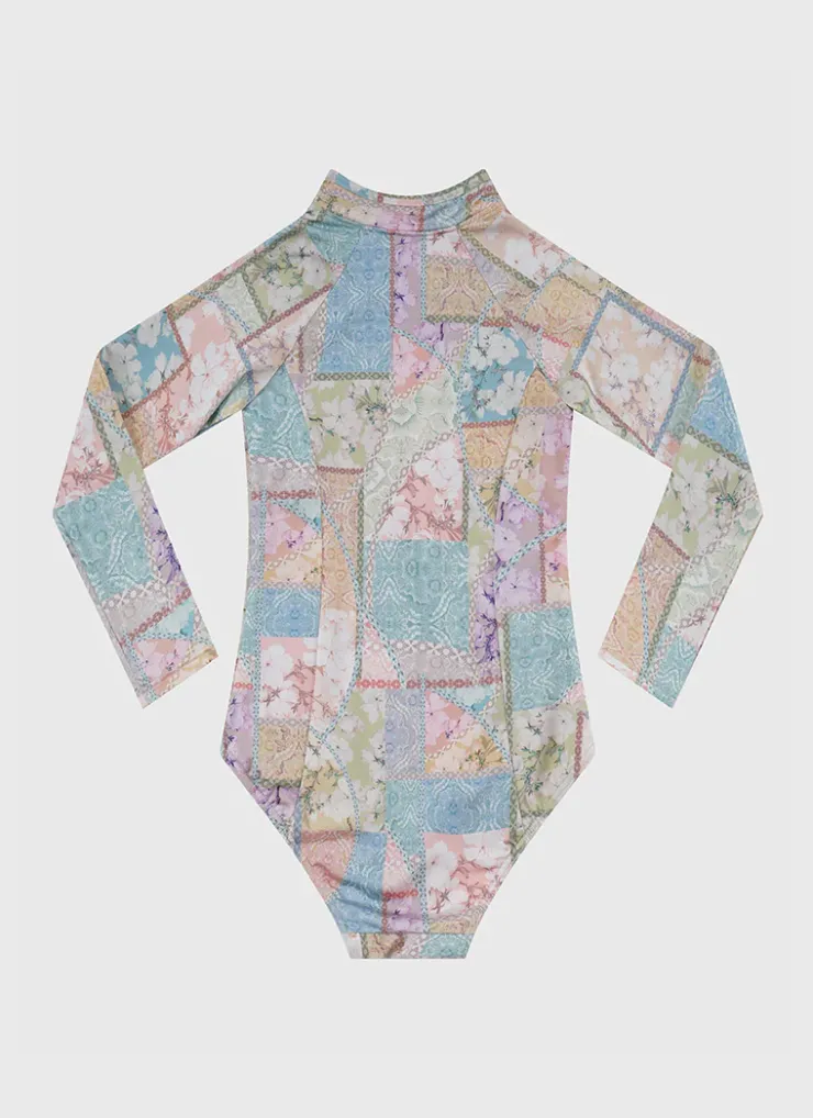 Shop Teens (8-16)|One Pieces^Aqua Blu Long Sleeve One Piece Brindle