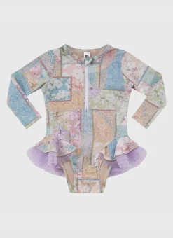 Shop Infants (00-2)|One Pieces^Aqua Blu Long Sleeve One Piece Brindle