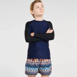 Shop Teens (8-16)^Aqua Blu Building Blocks Long Sleeve Rash Vest Black