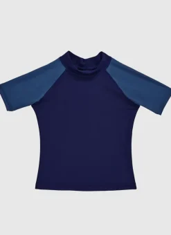 Rashies^Aqua Blu Building Blocks Short Sleeve Rash Vest Navy