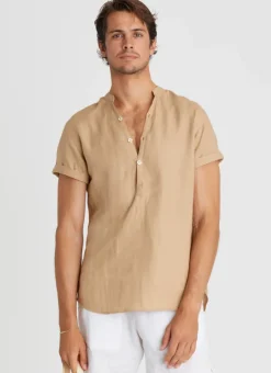 Tops|Tops^Aqua Blu Aaron Shirt Caramel