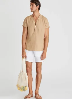 Tops|Tops^Aqua Blu Aaron Shirt Caramel