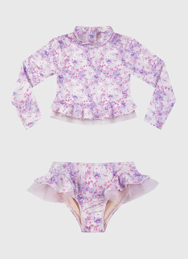 Rashies|Sets^Aqua Blu Long Sleeve Rash Vest Set Cherry Blossom