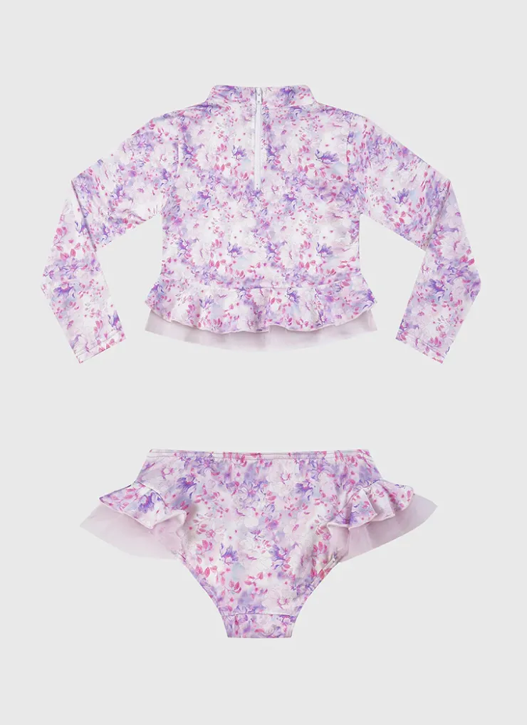 Rashies|Sets^Aqua Blu Long Sleeve Rash Vest Set Cherry Blossom