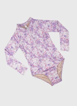 Shop Teens (8-16)|One Pieces^Aqua Blu Long Sleeve One Piece Cherry Blossom