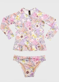 Shop Juniors (3-7)|Rashies^Aqua Blu Long Sleeve Rash Vest Set Daisy