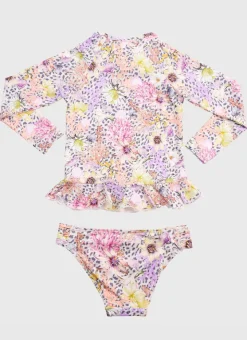 Shop Juniors (3-7)|Rashies^Aqua Blu Long Sleeve Rash Vest Set Daisy