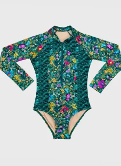 Shop Teens (8-16)|One Pieces^Aqua Blu Long Sleeve One Piece Elm