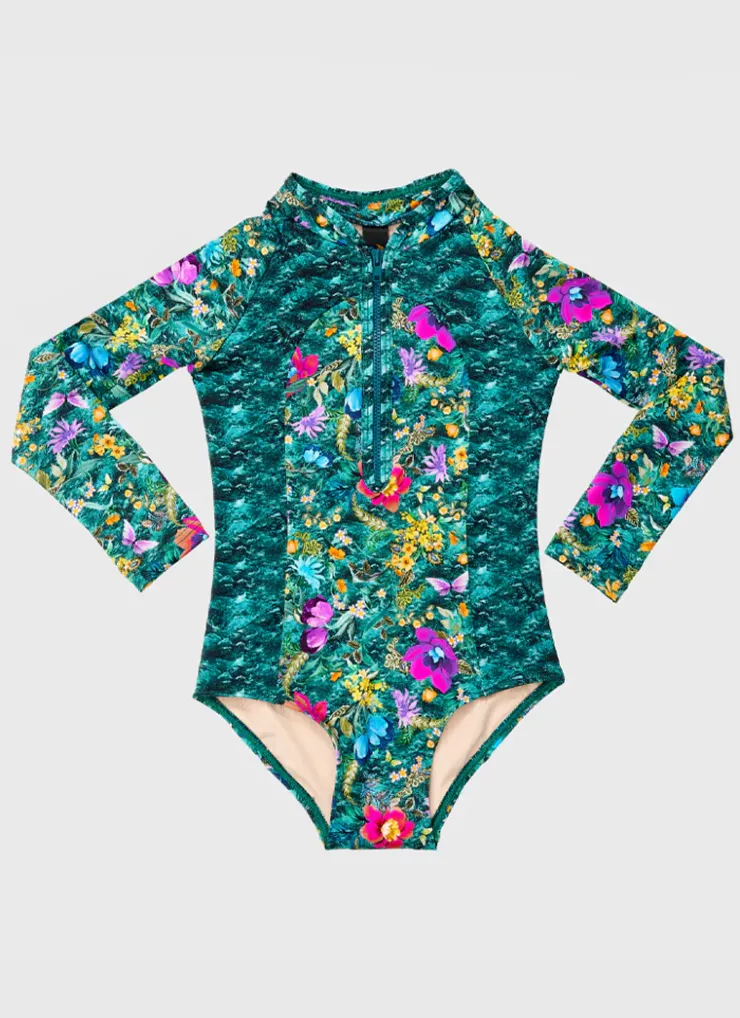 Shop Juniors (3-7)|One Pieces^Aqua Blu Long Sleeve One Piece Elm