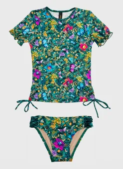 Rashies|Shop Juniors (3-7)^Aqua Blu Short Sleeve Rash Vest Set Elm