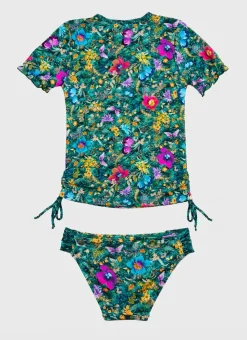 Rashies|Shop Juniors (3-7)^Aqua Blu Short Sleeve Rash Vest Set Elm