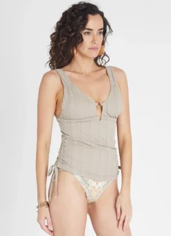 Singlet Tankini|Tops^Aqua Blu Fawn Katie Tankini Beige