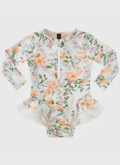 Shop Infants (00-2)|One Pieces^Aqua Blu Long Sleeve One Piece Honeysuckle