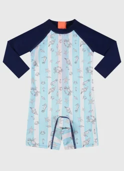 Shop Infants (00-2)|Sunsuits^Aqua Blu Long Sleeve Sunsuit Mariner