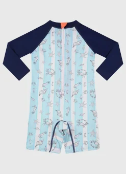 Shop Infants (00-2)|Sunsuits^Aqua Blu Long Sleeve Sunsuit Mariner