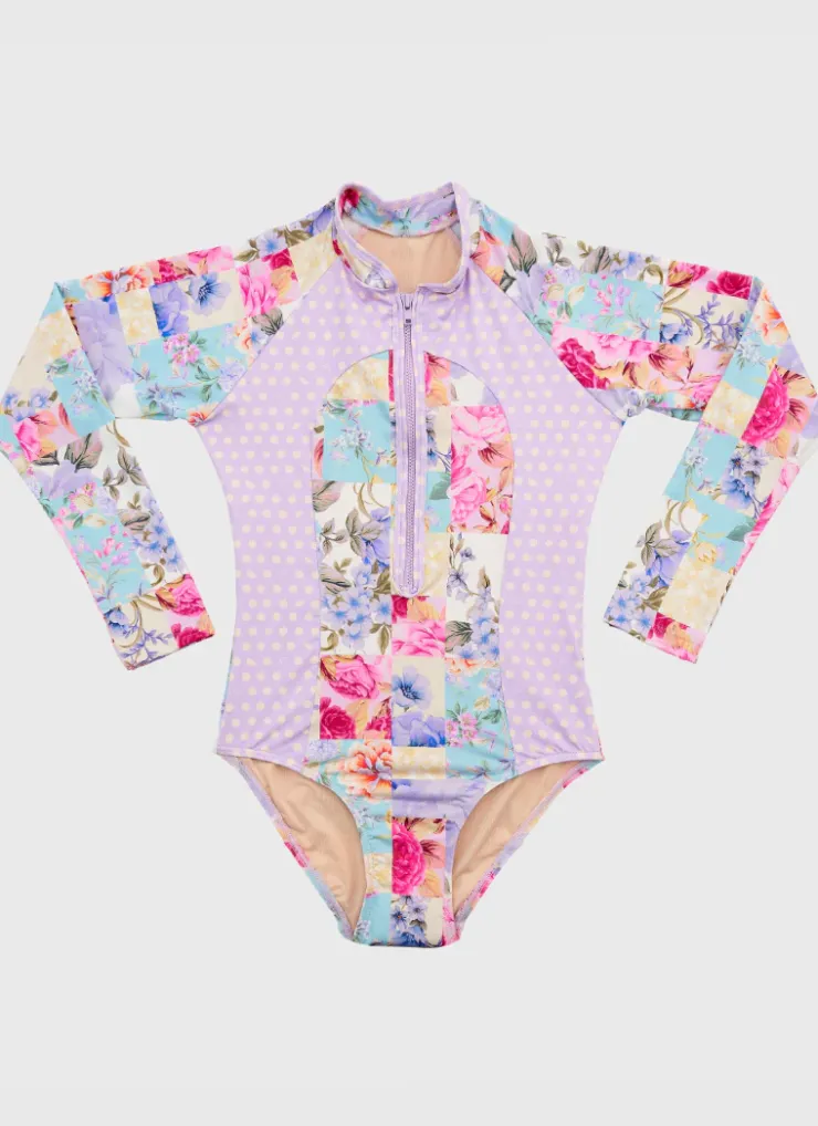 Shop Juniors (3-7)|One Pieces^Aqua Blu Long Sleeve One Piece Meadow