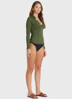 Rash Guards|Tops^Aqua Blu Lyla Rash Guard Olive