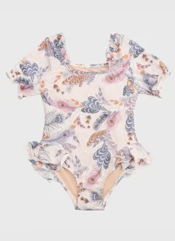 Shop Juniors (3-7)|One Pieces^Aqua Blu Short Sleeve One Piece Plumeria