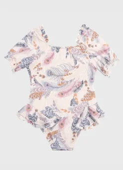 Shop Juniors (3-7)|One Pieces^Aqua Blu Short Sleeve One Piece Plumeria