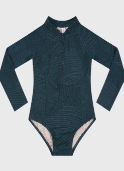Shop Teens (8-16)|One Pieces^Aqua Blu Stepping Stones Long Sleeve One Piece