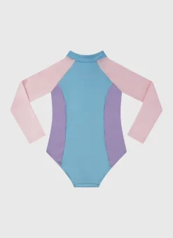 Shop Juniors (3-7)|One Pieces^Aqua Blu Stepping Stones Long Sleeve One Piece Multicolor