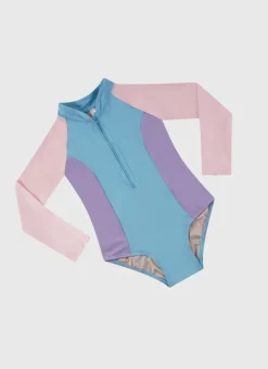 Shop Juniors (3-7)|One Pieces^Aqua Blu Stepping Stones Long Sleeve One Piece Multicolor
