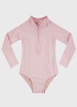 Shop Juniors (3-7)|One Pieces^Aqua Blu Stepping Stones Long Sleeve One Piece
